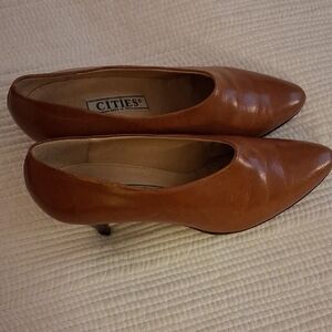 Cities Italian Brown Leather Heels for Women 7